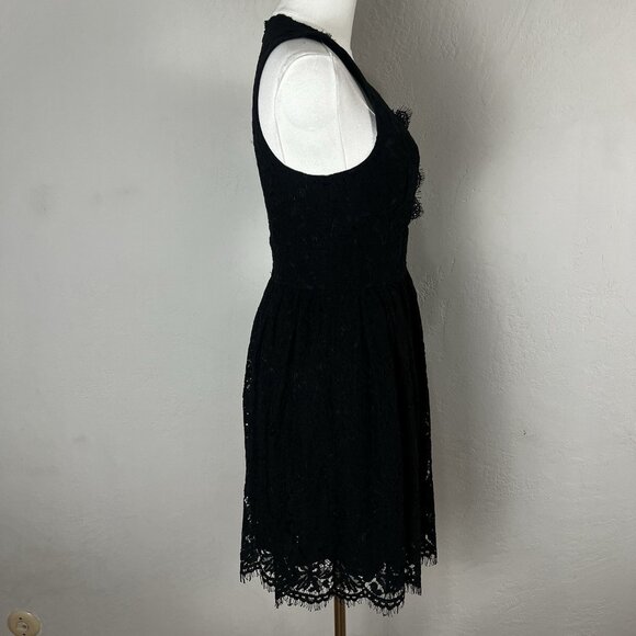 Lulus Mini Dress Black Lace V-Neck In This Moment Skater Sleeveless LBD Size‎ XS - Picture 6 of 10